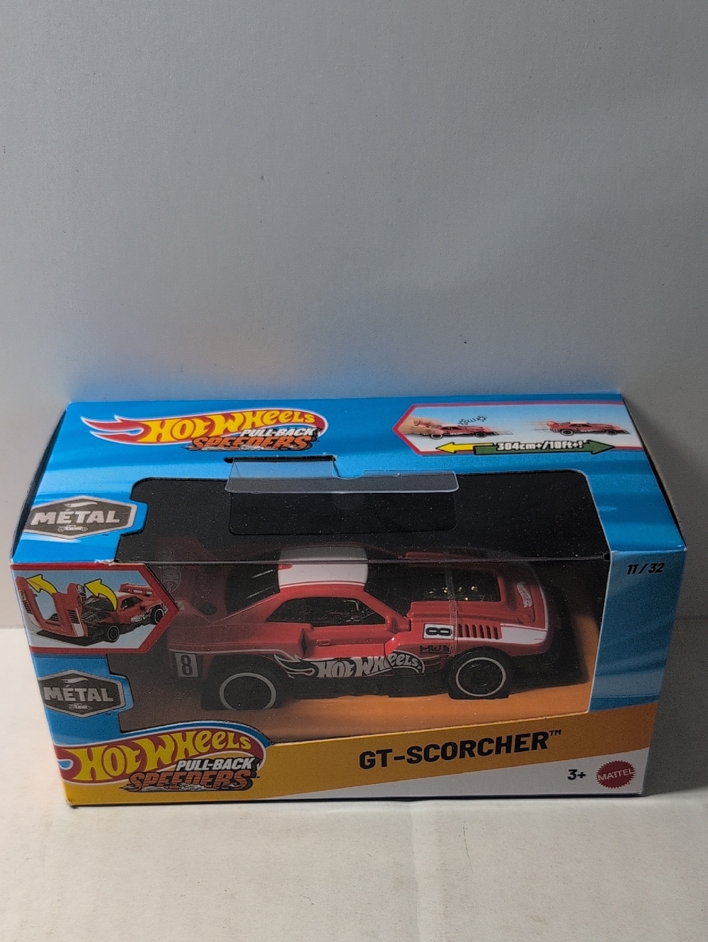 Hot Wheels GT-Scorcher Red Pull-Back Metal Mattel Race Car Toy New!